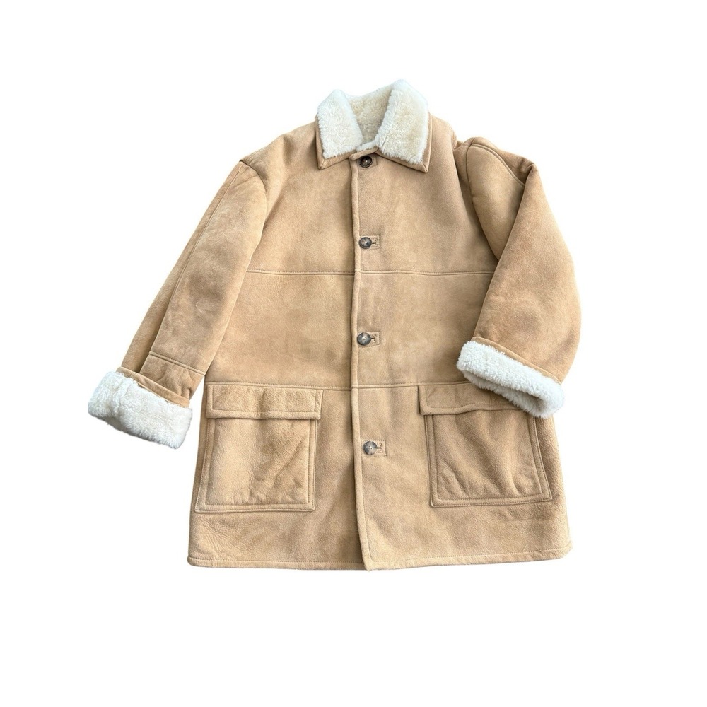 Overland Sheepskin Co. Rancher Sheepskin Shearing Coat Mens 50 Tan Heavyweight